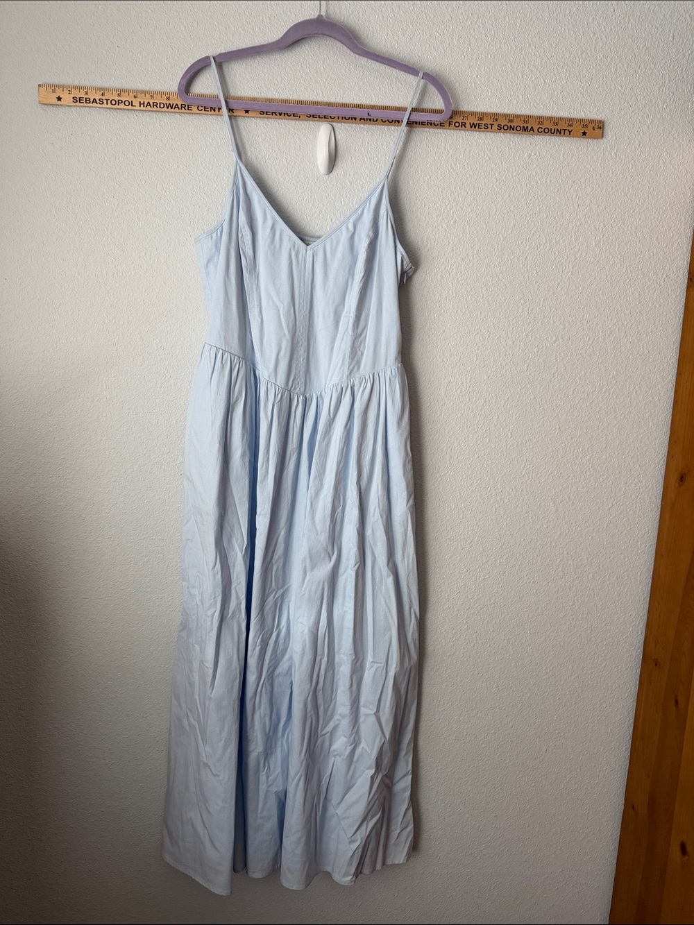 Wayfe Cotton Light Blue Spaghetti Strap Maxi Dress with pockets